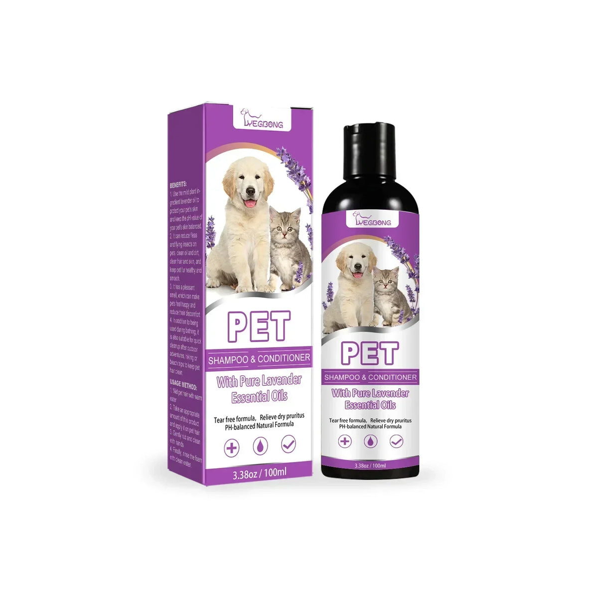 Champú y Acondicionador con Lavanda para Perros y Gatos 100ml
