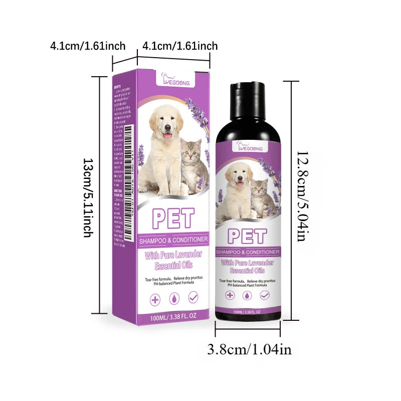 Champú y Acondicionador con Lavanda para Perros y Gatos 100ml