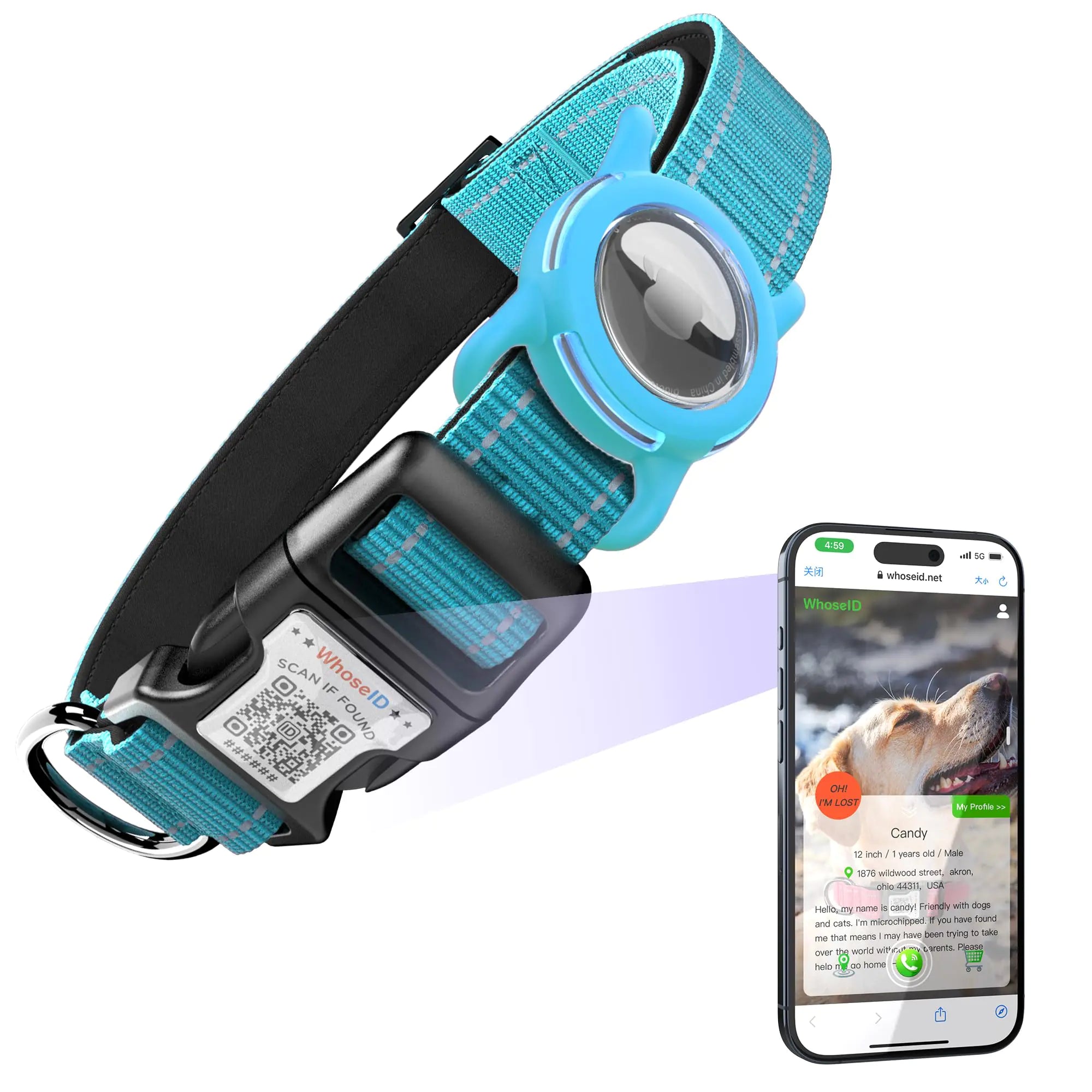 Collar Inteligente para Perros con AirTag y QR